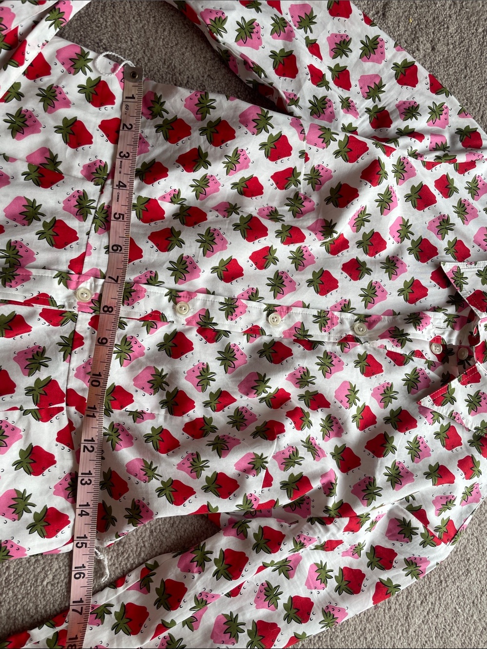 Boden White Strawberry-Print Long Sleeve Shirt Dress - Picture 4 of 5